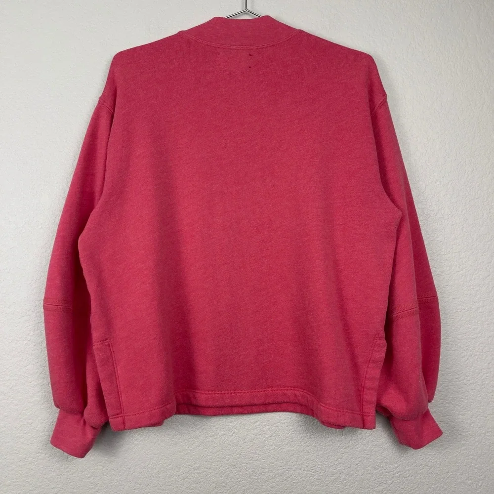 Xirena Gwen Sweatshirt Mock Neck Balloon Sleeve Small Red Moon Fleece Pullover - Picture 2 of 8